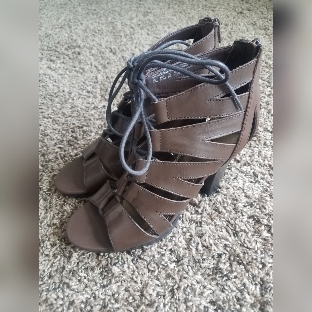 Apostrophe Strappy Brown Heels